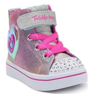 NWT/NIB Skechers Toddler Twinkle Toes Twi-Lites Starry Gem High-Top Sneakers(5)